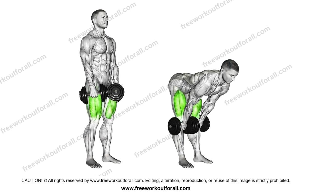 أداء تمرين الرفعة الميتة بالدمبل (Dumbbell Romanian Deadlifts) للفخذ الخلفي