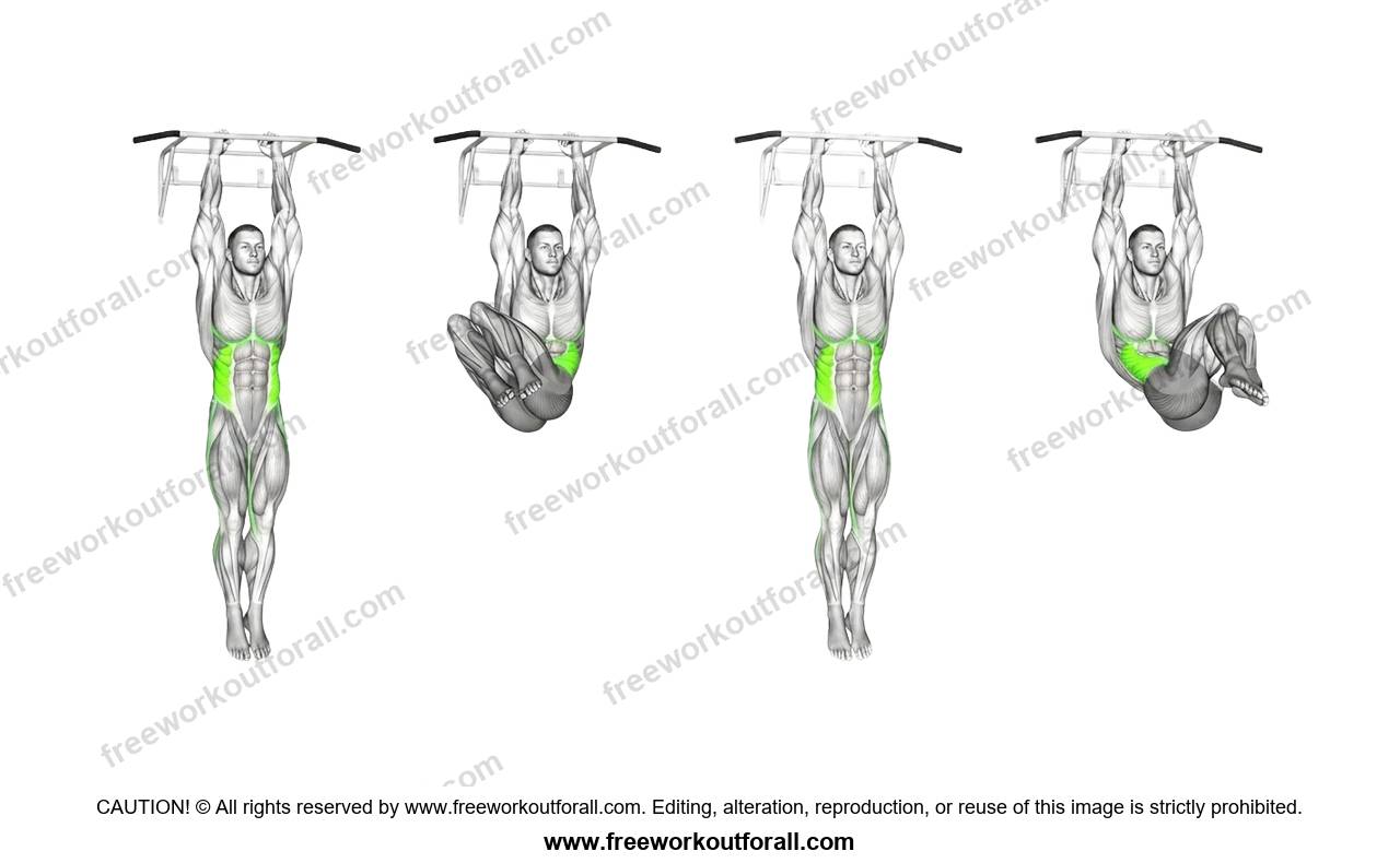 أداء تمرين البطن الجانبي (Hanging Oblique Knee Raises)