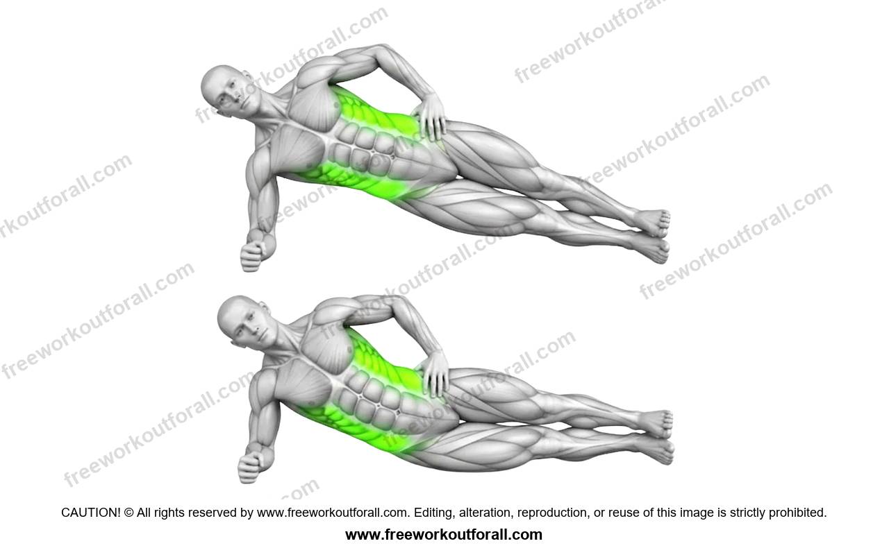أداء تمرين البلانك الجانبي (Side Plank Hip Dips) لاستهداف العضلات الجانبية