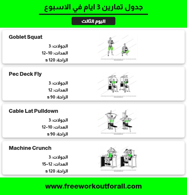 جدول تمارين 3 ايام في الاسبوع 3